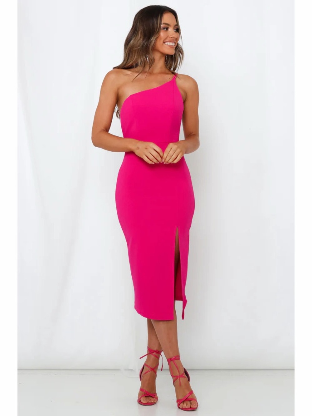 Hello Molly Taking It Back Hot Pink Midi Dress